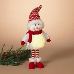 20 inch Lighted Fabric Standing Snowman- B/O with Timer